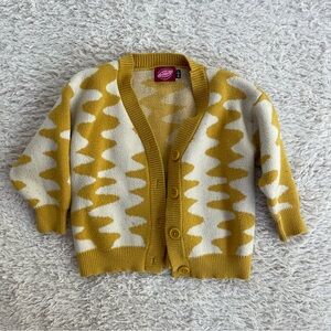 Milk Teeth Trendy LA brand Mustard and White Patterned Cardigan